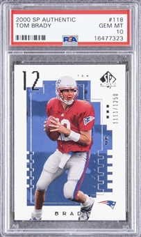 2000 SP Authentic #118 Tom Brady Rookie Card (#1111/1250) – PSA GEM MT 10